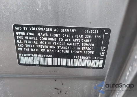 2021 Volkswagen Arteon 2.0T Sel R-Line z USA, uszkodzony, nr VIN WVWHR7AN5ME010592